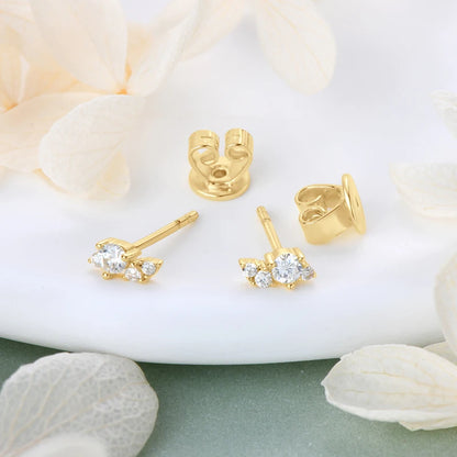 Anziw Cute Mini Moissanite Stud Earrings 100% Silver 925 Sterling Earrings Piercing Ear for Women Fine Jewelry with Certificate