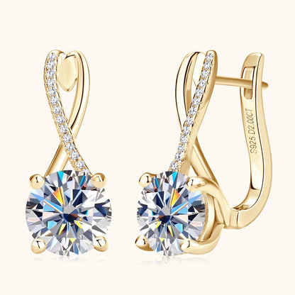 Anziw D2.0CT Moissanite Drop Huggie Earrings Real 925 Silver Women Gold Plated Hoops Infinite Earring Certified Wedding Jewelry