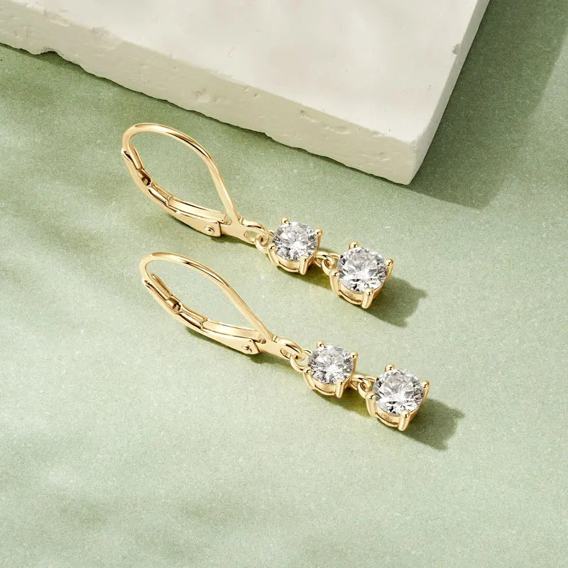 Anziw 42mm Long Dangle D Moissanite Drop Earrings for Women 925 Sterling Silver Hoop Clip Earrings Wedding Fine Jewelry Gift