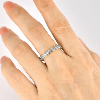 Anziw 3mm Moissanite Full Eternity Band Ring for Women 100% 925 Sliver Fashion Finger Rings Round Lab Diamond Jewelry 2025 New