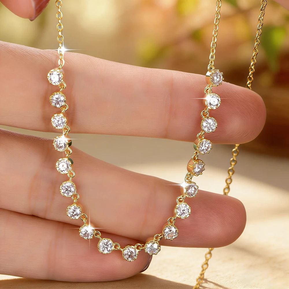 Anziw 14k Gold Filled 3mm D Moissanite Bubble-Style Pendant Necklace for Women