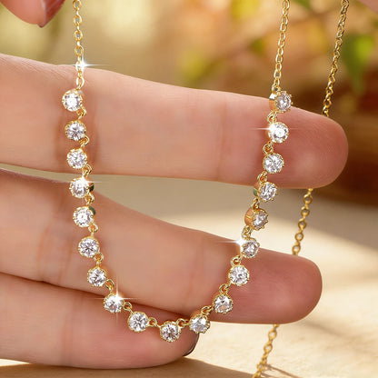 Anziw 14k Gold Filled 3mm D Moissanite Bubble-Style Pendant Necklace for Women