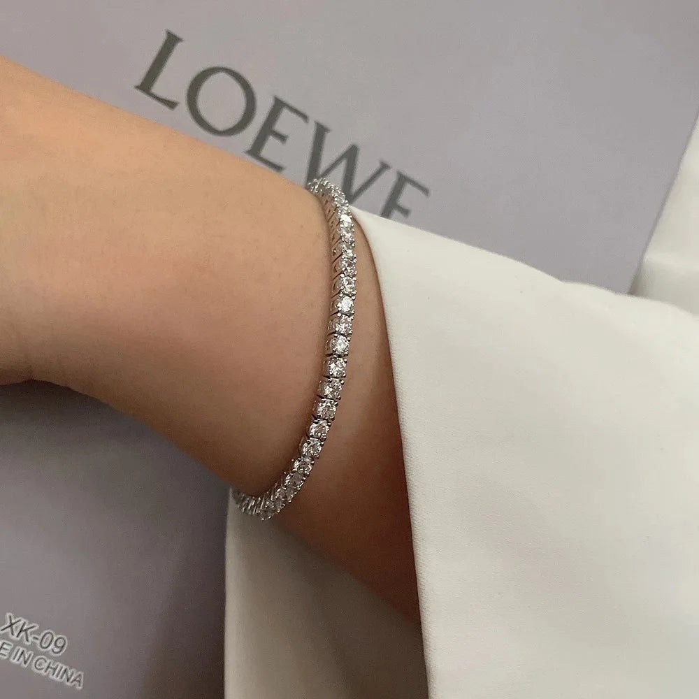 Anziw D VVS1 Moissanite Tennis Bracelet Original 925 Sterling Silver Certified Bracelet for Women Man Plated 18k Gold S925 Jewel