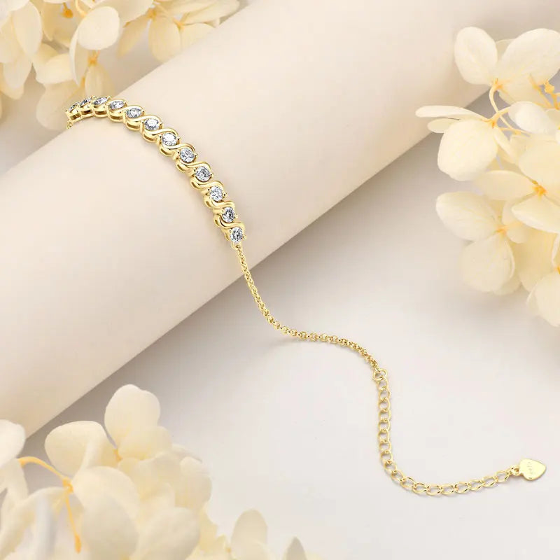Anziw Real 3mm D Color Moissanite Infinity Bracelet for Women 925 Silver Adjustable Chain 2025 Trend Certified Fine Jewelry Gift