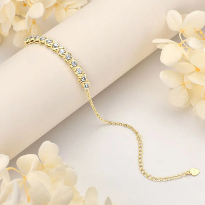 Anziw Real 3mm D Color Moissanite Infinity Bracelet for Women 925 Silver Adjustable Chain 2025 Trend Certified Fine Jewelry Gift
