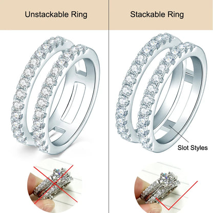 Yellow Gold Plated Rings Real 925 Silver D Color VVS1 Moissanite Ring Double Row Engagement Wedding Bands For Women Jewelry Gift