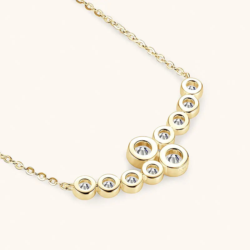 Anziw 4mm&3mm Bubble Moissanite Curved Pendant Necklace for Women 925 Silver Collar French Unique Jewelry 2025 Anniversary Gift