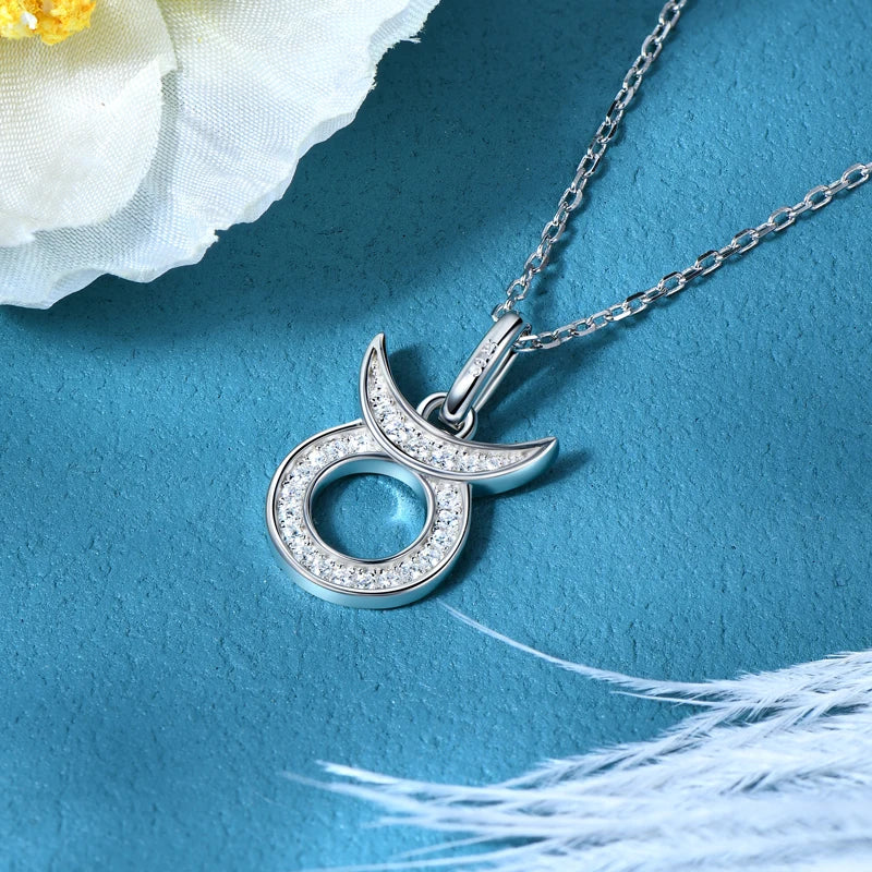925 Sterling Silver Zodiac Sign 12 Constellation Pendant Micro-Set 1mm Moissanite Necklace Charm For Women Jewelry Birthday Gift