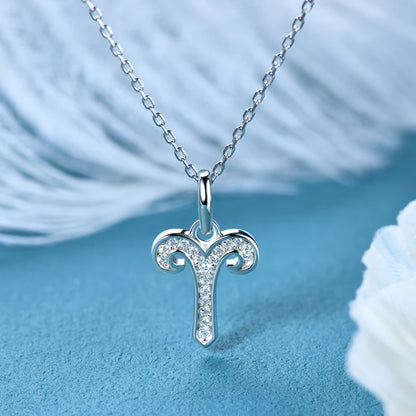 925 Sterling Silver Zodiac Sign 12 Constellation Pendant Micro-Set 1mm Moissanite Necklace Charm For Women Jewelry Birthday Gift