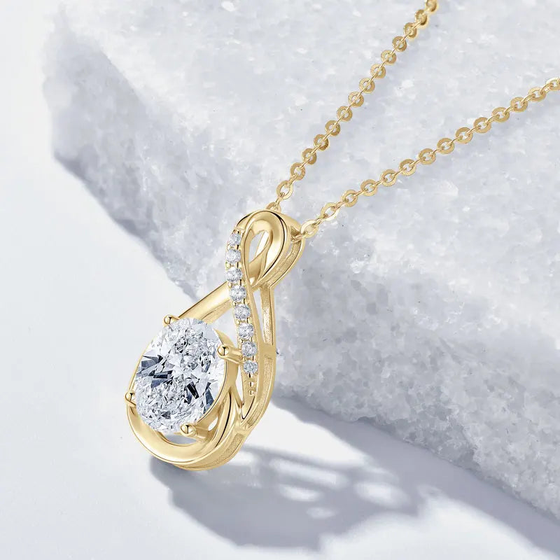 Oval Cut 3.0cttw D Moissanite Jewelry Set for Women 925 Silver 2ct Infinity Pendant Necklace 0.5ct Stud Earrings Sets 2025 Gifts