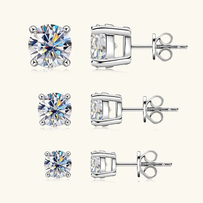 Real 4mm/5mm/6.5mm/8mm D Color Moissanite Stud Earrings for Women Men Solid 925 Sterling Silver 2023 Trend Fine Jewelry Gifts