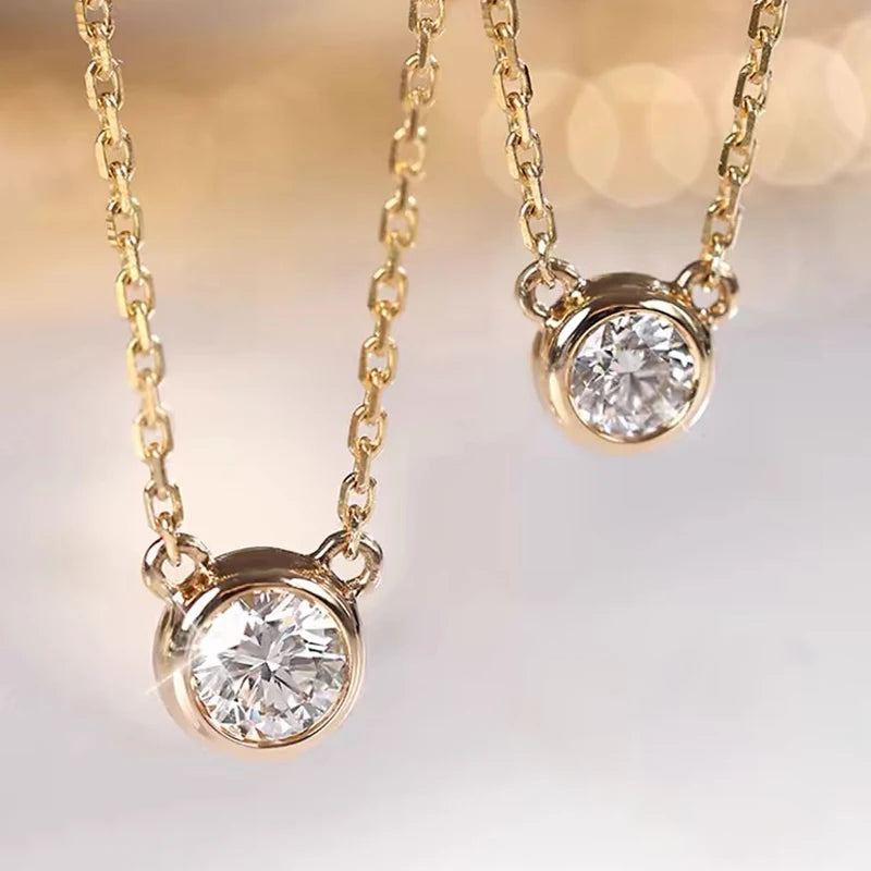 Real S925 Silver 6.5mm 1.0CT D Color Round Moissanite Cat Pendant Necklace for Women Girls Jewelry Birthday Gifts Valentine Day