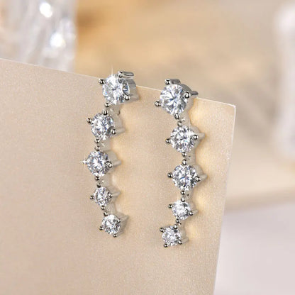 Anziw Real D Color 2.4CTTW. 4.5mm&4mm&3mm Moissanite Diamond Earrings Sparkling Smile Stud Earrings for Women Jewelry Party Gift