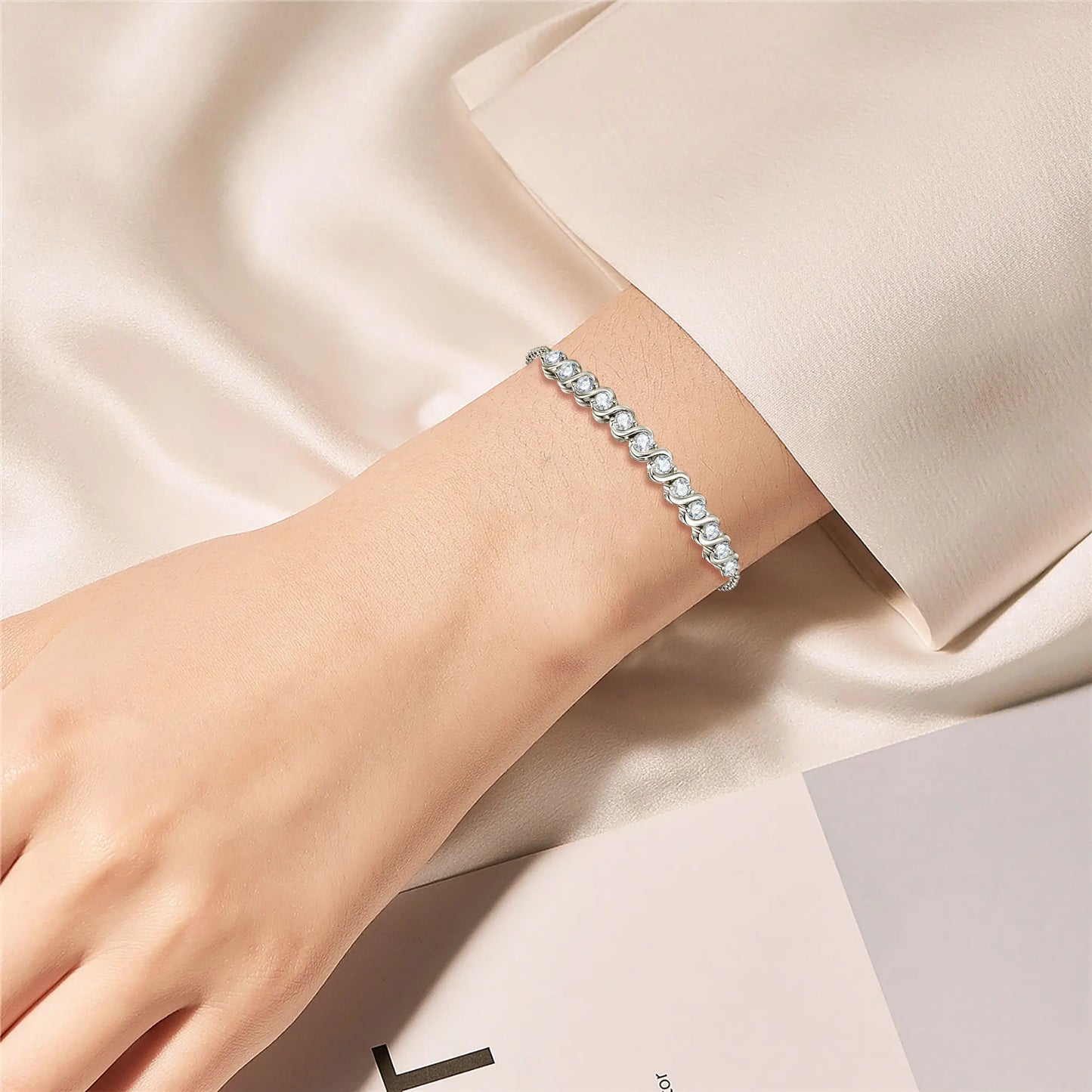 Anziw Real 3mm D Color Moissanite Infinity Bracelet for Women 925 Silver Adjustable Chain 2025 Trend Certified Fine Jewelry Gift