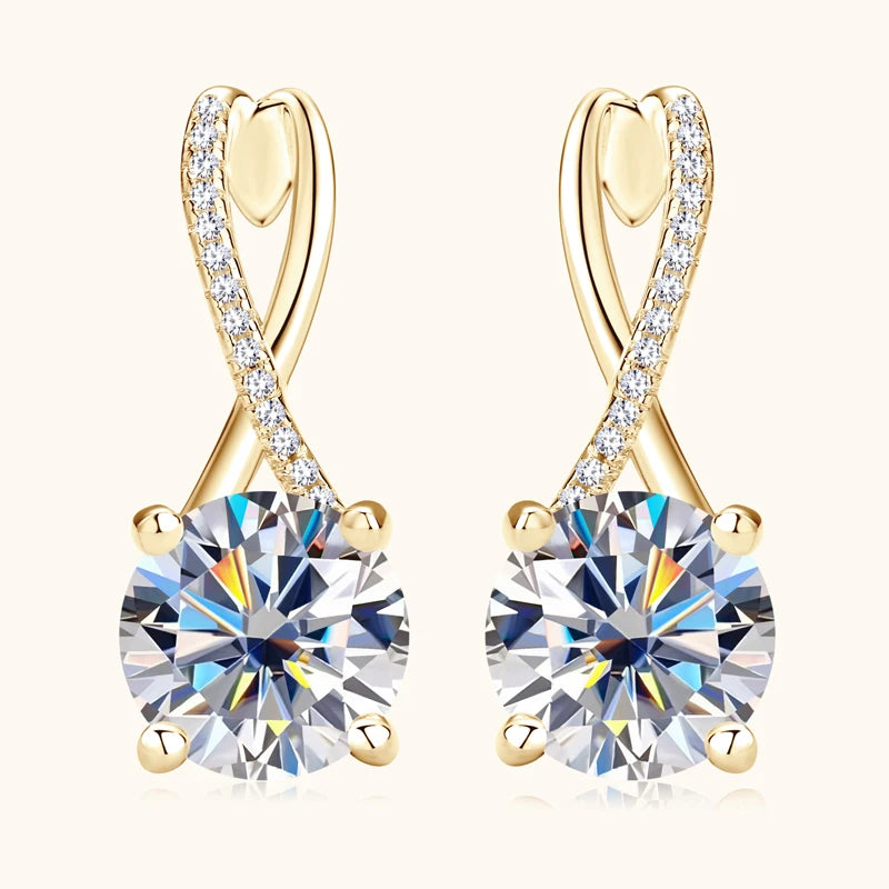 Real 925 Sterling Silver Infinity Hoop Earrings for Women 4.10ctw. Moissanite Drop Earrings Luxury Wedding Jewelry Certificate