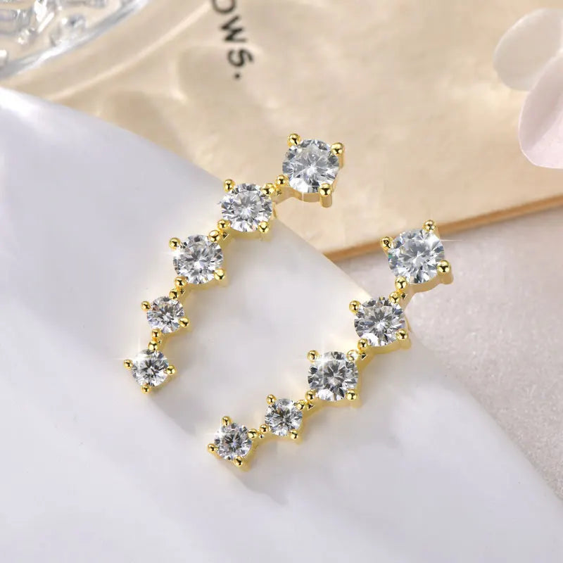 Anziw Real D Color 2.4CTTW. 4.5mm&4mm&3mm Moissanite Diamond Earrings Sparkling Smile Stud Earrings for Women Jewelry Party Gift
