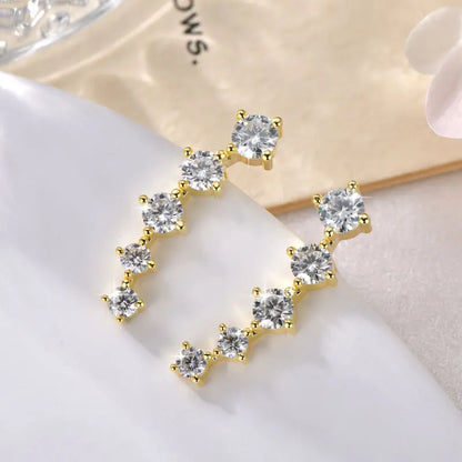 Anziw Real D Color 2.4CTTW. 4.5mm&4mm&3mm Moissanite Diamond Earrings Sparkling Smile Stud Earrings for Women Jewelry Party Gift