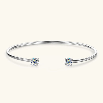 Anziw 5mm 0.5CT D VVS1 Moissanite Bangle Cuff Real 925 Sterling Silver Bracelet for Women Hand Opening Cuffs Fine Jewelry Gifts
