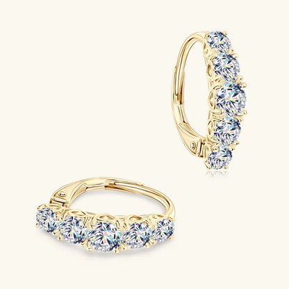 2025 New D VVS1 Moissanite 5 Stone Hoop Clip Earrings for Women Real 925 Silver Luxury Wedding Jewelry Lab Diamond 4mm&3.5mm&3mm