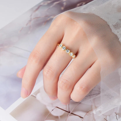 Anziw 925 Sterling Silver 3mm D-E Moissanite Rings for Women Fashion Five Stones Ring Daily Wear Finger Band Fine Jewelry Gifts