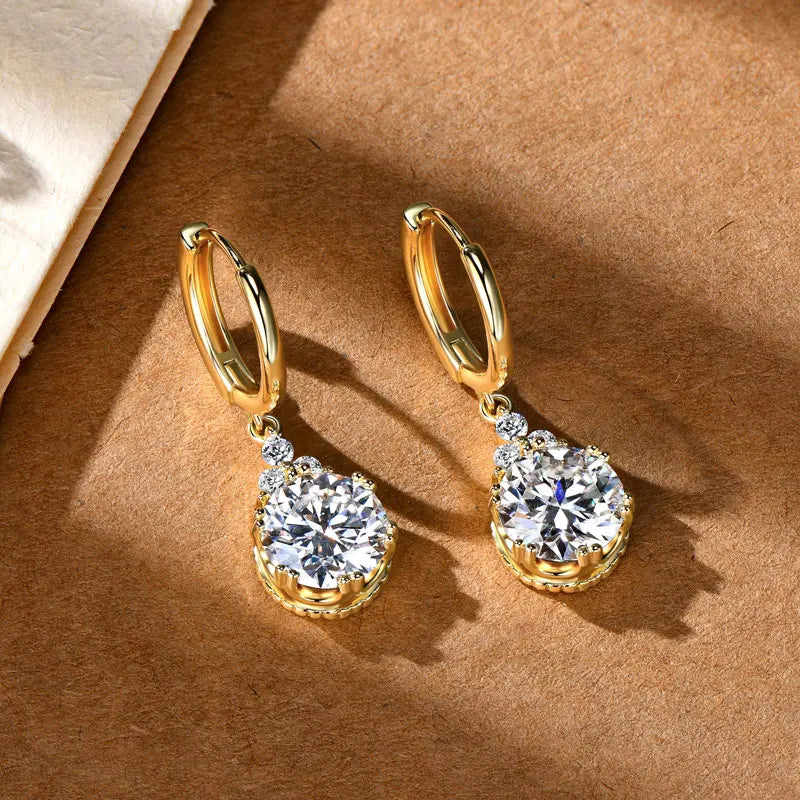 Anziw 2CT 1CT D Color Moissanite Dangle Drop Earrings for Women 925 Silver Elegant Wedding Engagement Earrings with Certificate