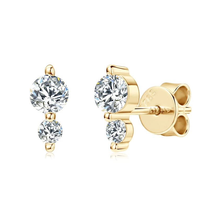 Anziw Cute Mini Moissanite Stud Earrings 100% Silver 925 Sterling Earrings Piercing Ear for Women Fine Jewelry with Certificate