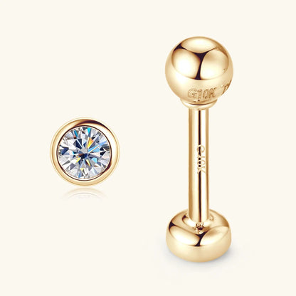 Anziw 10K Yellow Gold Moissanite Sparking Stud Earrings for Couple Men Women Real Gold Wedding Jewelry D Color VVS1 Lab Diamond