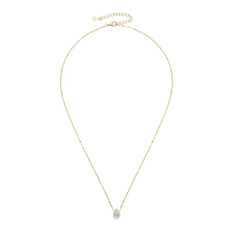 S925 Teardrop Necklace 1.0CT Pear Cut D Moissanite Pendant Necklaces for Women 925 Silver Adjustable Chain Certified Jewelry