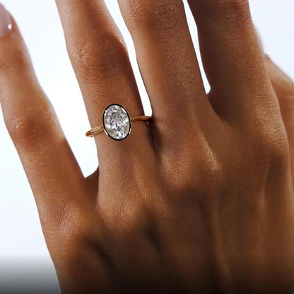 Anziw 100% Real 925 Sterling Sliver 4.5 Carat Oval Cut Cubic Zirconia Engagement Ring for Women Sparking Lab Diamond Finger Ring