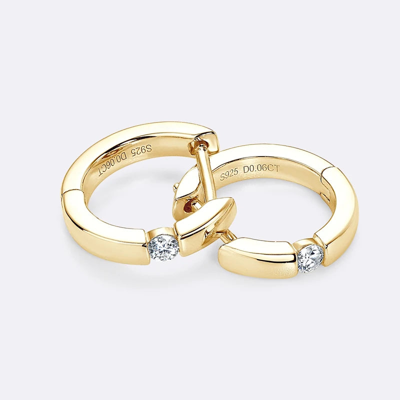 Real Moissanite Mini Hoops Earrings 925 Sterling Silver for Women Men D Color 2.5mm Simple Single Diamond Earrings Fine Jewelry