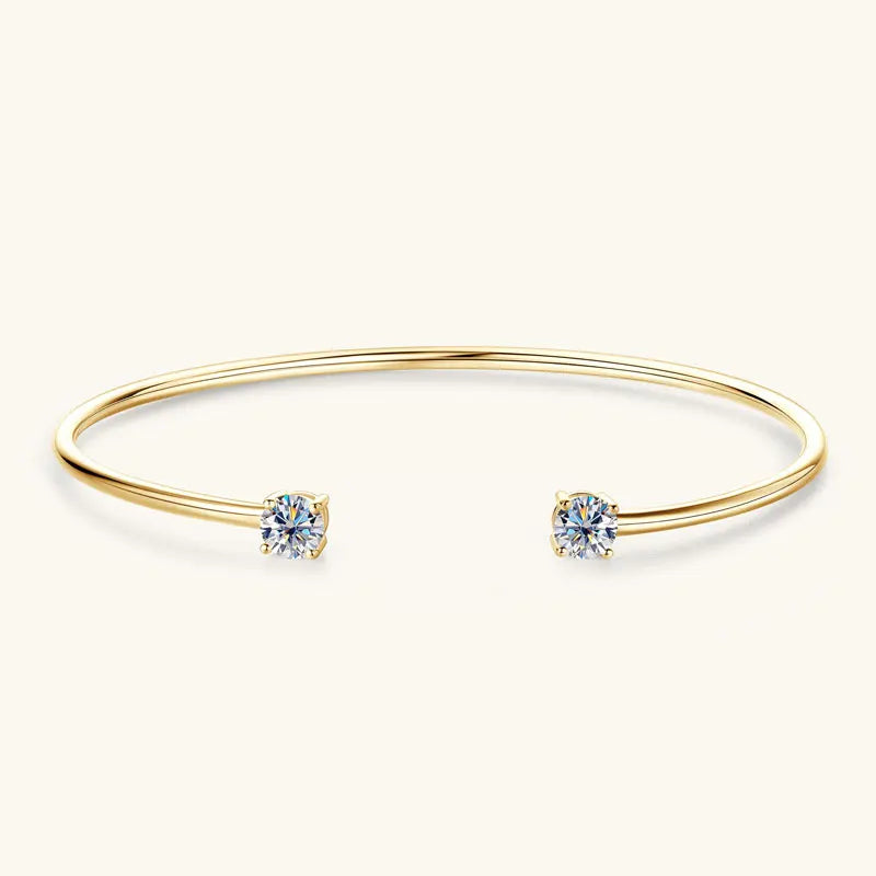 Anziw 5mm 0.5CT D VVS1 Moissanite Bangle Cuff Real 925 Sterling Silver Bracelet for Women Hand Opening Cuffs Fine Jewelry Gifts