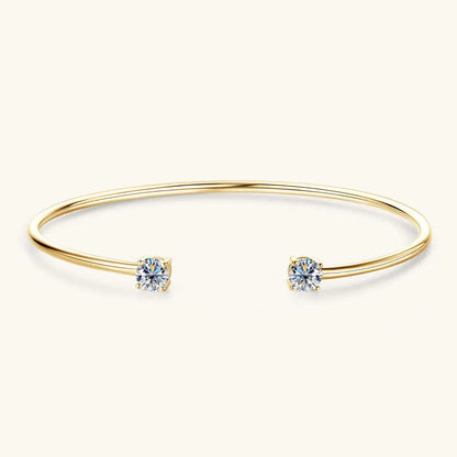 Anziw 5mm 0.5CT D VVS1 Moissanite Bangle Cuff Real 925 Sterling Silver Bracelet for Women Hand Opening Cuffs Fine Jewelry Gifts