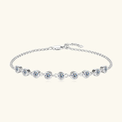 Anziw Fashion 925 Sterling Silver Bubble Bracelet 2.5mm D Color Bezel Moissanite Bracelets for Women Birthday Gift Fine Jewelry