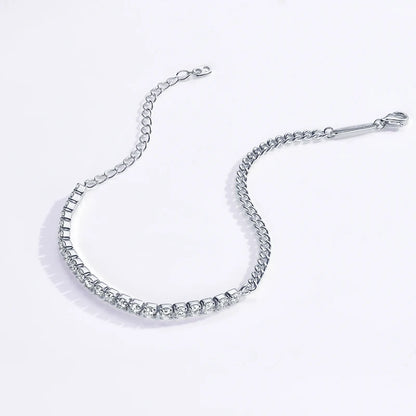 18k Gold Plated Half Tennis Bracelet 2mm 3mm D Moissanite Cuban Bracelet Real 925 Silver Chain for Women Men Certified Jewelry