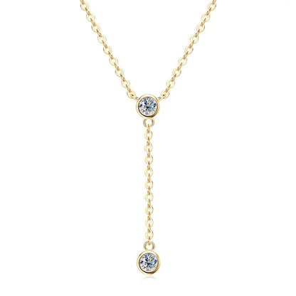 Anziw 3mm D Color Moissanite Y Shape Long Pendant Necklace for Women Adjustable Chain 100% 925 Silver Jewelry Trendy 2025 Gifts