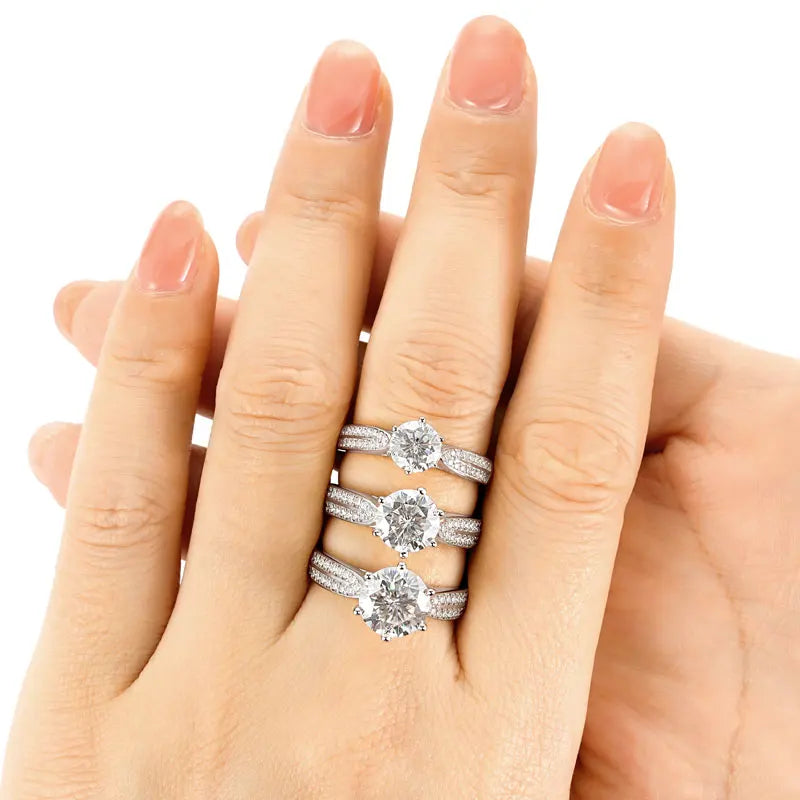 Anziw 1ct 2ct 3ct D Moissanite Ring for Women 925 Sliver 18k Gold Plated Classic Engagement Wedding Promise Rings Finger Jewelry
