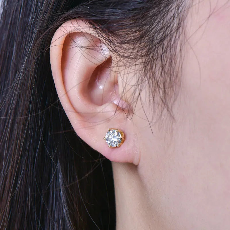 Anziw 0.5ct 1ct D VVS1 GRA Certified Lab Diamond Round Moissanite Stud Earring for Women Gold Filled Wedding Party Jewelry Gifts