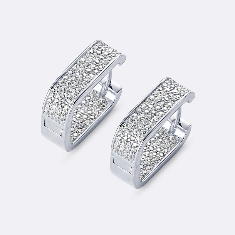 Original 100% 925 Silver Square Hoop Earrings Full Round Cut Moissanite Diamond Earrings Piercing Jewelry Birthday Party Wedding