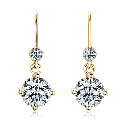 Anziw Hook Earrings Real 925 Silver 6.5mm 1ct Round Moissanite Drop Dangle Earring Certified Wedding Jewelry for Women Gift