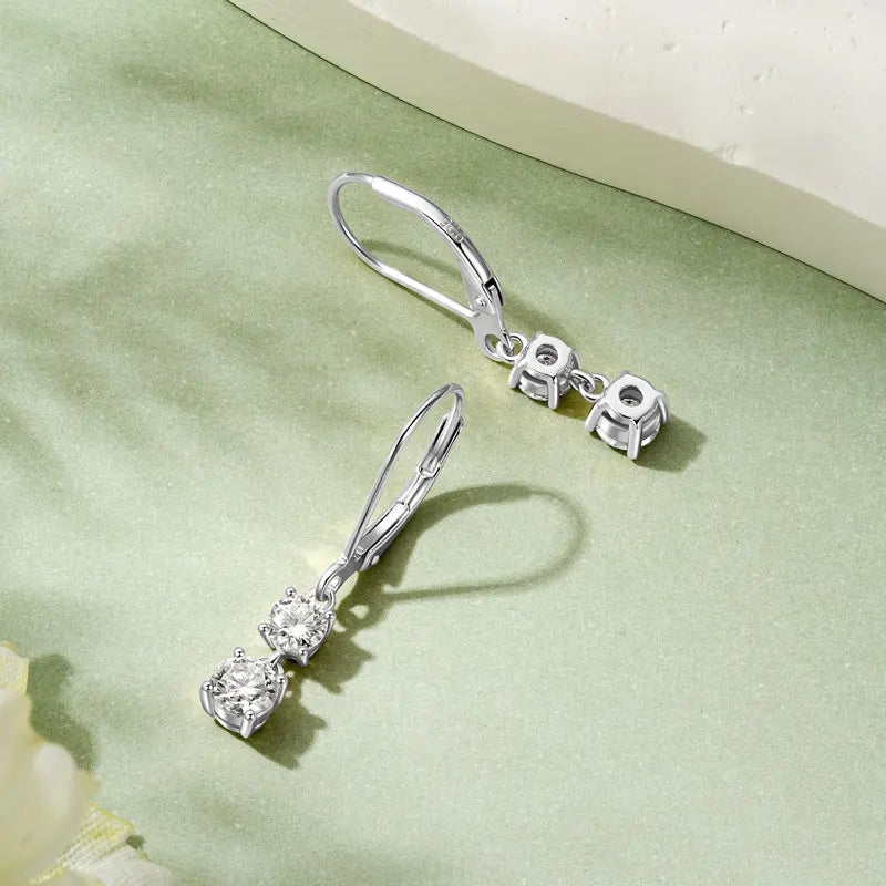 Anziw 42mm Long Dangle D Moissanite Drop Earrings for Women 925 Sterling Silver Hoop Clip Earrings Wedding Fine Jewelry Gift