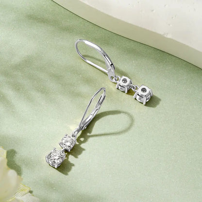 Anziw 42mm Long Dangle D Moissanite Drop Earrings for Women 925 Sterling Silver Hoop Clip Earrings Wedding Fine Jewelry Gift
