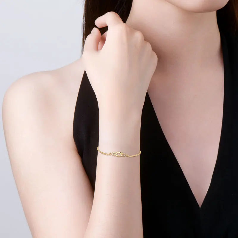 Anziw S925 0.8mm Moissanite Bracelet 24cm Stretch Adjustable Chain 925 Silver Circle Bracelet for Women Trendy Hand Jewelry Gift