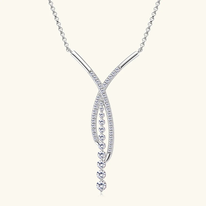 New Full Moissanite Y Pendant Necklace for Women 925 Silver Adjustable Chain Luxury Bar Moissanite Drop Jewelry Gift 2025 Trend