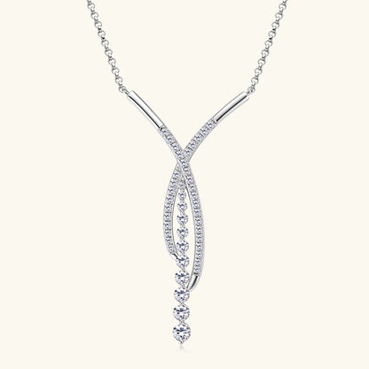 New Full Moissanite Y Pendant Necklace for Women 925 Silver Adjustable Chain Luxury Bar Moissanite Drop Jewelry Gift 2025 Trend