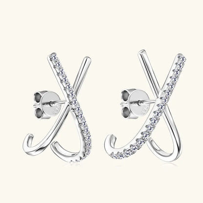 Anziw 2025 New Trend Moissanite Earrings 925 Silver Cross X Shape Stud Earrings for Women Daily Wear Fine Jewelry Gift Birthday