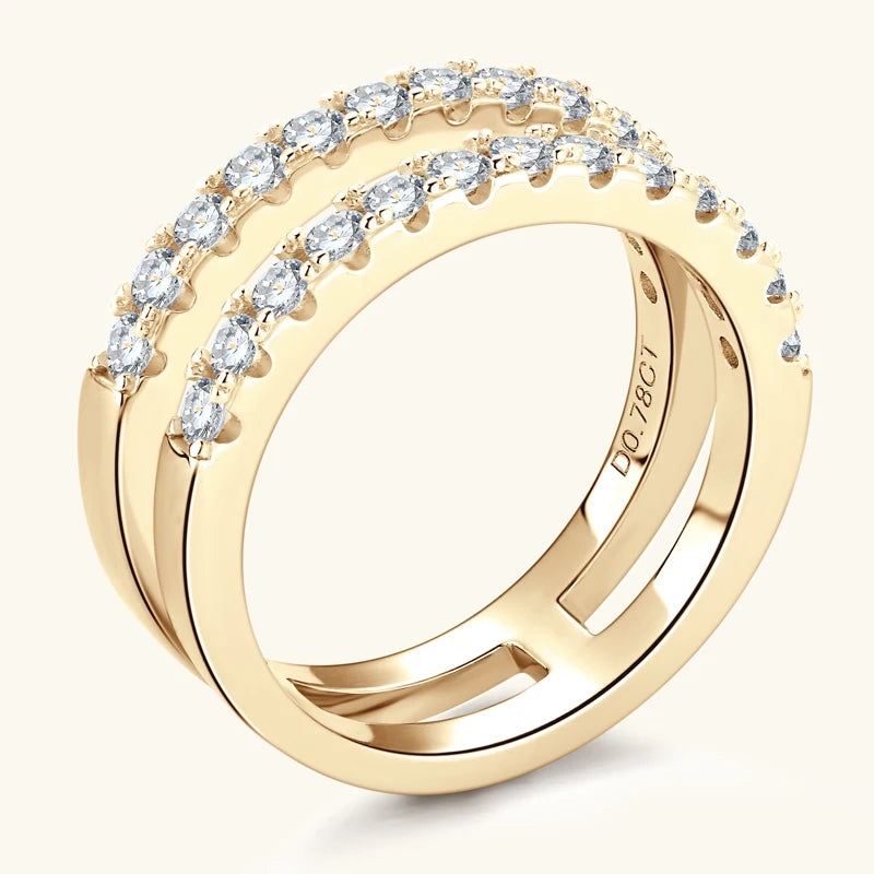 Anziw Luxury Full Moissanite Bands Double Row Wedding Rings Real 925 Sterling Silver Ring Enhancer For Women Jewelry Certificate
