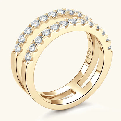 Anziw Luxury Full Moissanite Bands Double Row Wedding Rings Real 925 Sterling Silver Ring Enhancer For Women Jewelry Certificate