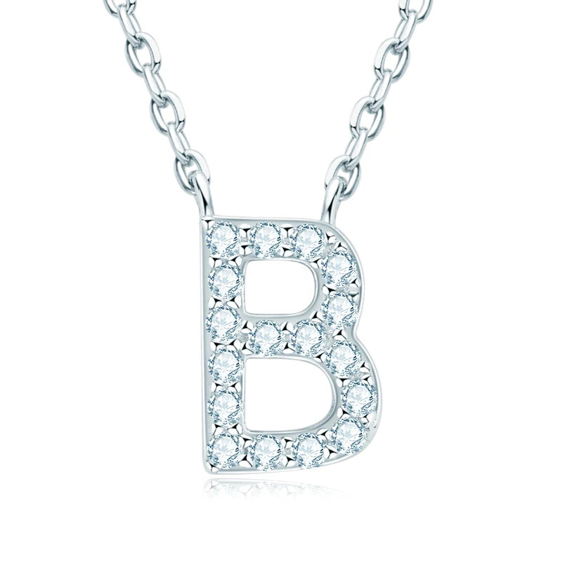 Anziw Initial Moissanite 26 Letter Pendant Necklace for Women Men Real Silver 925 Name Pendant Fine Jewelry Valentine's Day Gift