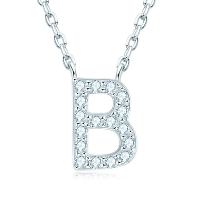 Anziw Initial Moissanite 26 Letter Pendant Necklace for Women Men Real Silver 925 Name Pendant Fine Jewelry Valentine's Day Gift