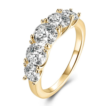 Anziw 3.60CTW All Moissanite Diamond Ring Sparking D Color 5 Stones Wedding Engagement Band For Women 925 Silver Promise Jewelry